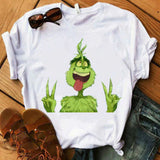 Men And Women Grinch Shirt Christmas Grinch Printed Round Neck T-shirt