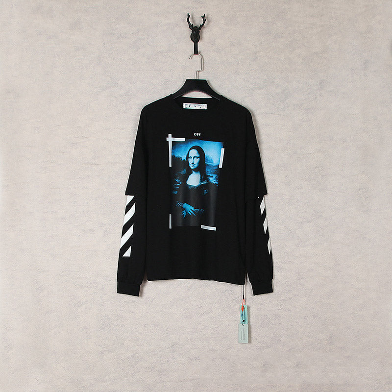 Off White Sweatshirts Casual Fake Round Neck Sweater Baggy Coat