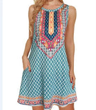 Gypsy Style Dresses Beach Sleeveless Vintage Floral Flowy Pocket