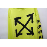 Off White Hoodie With Arrow Print Ow Hooded Sweater Wool Thickened Sweater Casual Men'S Clothing Owt