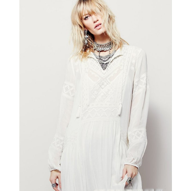 Beth Dutton Bohemian Dress Summer Spring Midi Dress Spring and Autumn Embroidery Maxi Dress