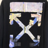 Off White Hoodie With Arrow Print Spring And Autumn Retro Sports Casual Men'S Sweater Owt