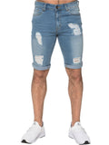 Men White Shorts Men's Leisure Ripped Cropped Denim Shorts