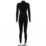 Women's Spring Clothing Sexy Mesh Breathable Patchwork Stripes Sports Jumpsuit