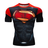Skull T Shirt Superman Short Sleeve T-shirt Captain America Sports Tights Men's Fitness