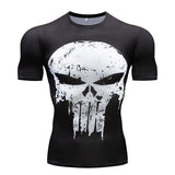 Skull T Shirt Superman Short Sleeve T-shirt Captain America Sports Tights Men's Fitness