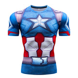 Skull T Shirt Superman Short Sleeve T-shirt Captain America Sports Tights Men's Fitness