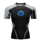 Skull T Shirt Superman Short Sleeve T-shirt Captain America Sports Tights Men's Fitness