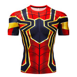 Skull T Shirt Superman Short Sleeve T-shirt Captain America Sports Tights Men's Fitness