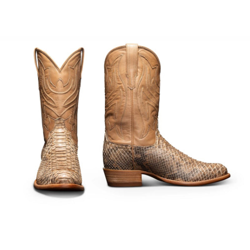 Western Shoes Men's Pointed Toe Python Leather Casual All-Match Men's Boots