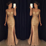 Long Homecoming Dresses Spring Fork Sequins Dress Long Dress Evening Dress