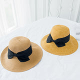 Straw Hat Spring/Summer Bowknot Foldable Flanging Bucket Hat