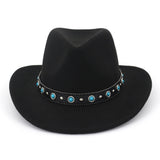 Black Cowboy Hat Men's and Women's Couple Hat Fedora Hat Woolen Western Cowboy Top Hat