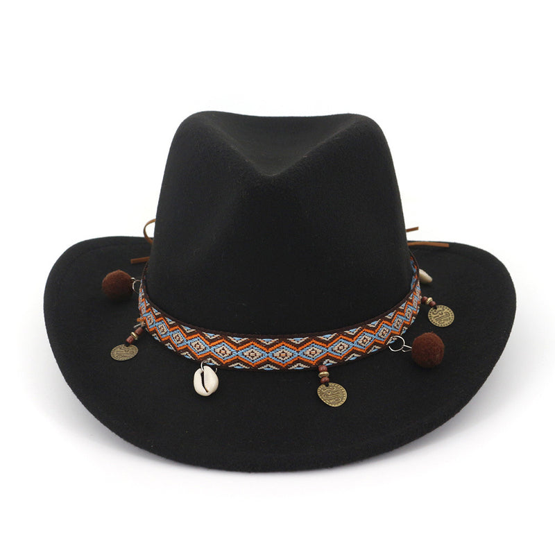 Black Cowboy Hat Western Cowboy Woolen Hat