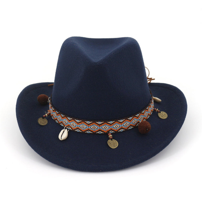 Black Cowboy Hat Western Cowboy Woolen Hat