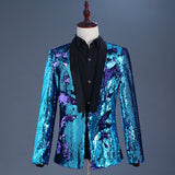 Men Prom Outfits Two-Tone Turning Piece Sequins