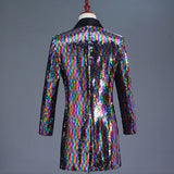 Men Prom Outfits Color-Changing Trench Coat Turning Piece Seven-Color Sequins