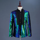 Men Prom Outfits Two-Tone Turning Piece Sequins