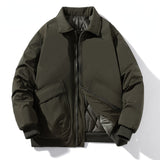 Varsity Jacket Retro Lapels Cotton Jacket Men'S Solid Color