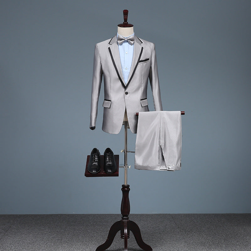 Black Tie Attire Suit Host Stage Costume