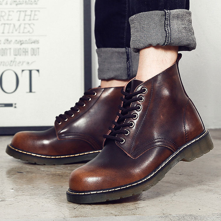 Desert Boots Dr. Martens Boots Men's Business Shirt High-Top Autumn and Winter Men's Shoes Leather Shoes Black, Hidden Elevator Pumps Ankle Boots