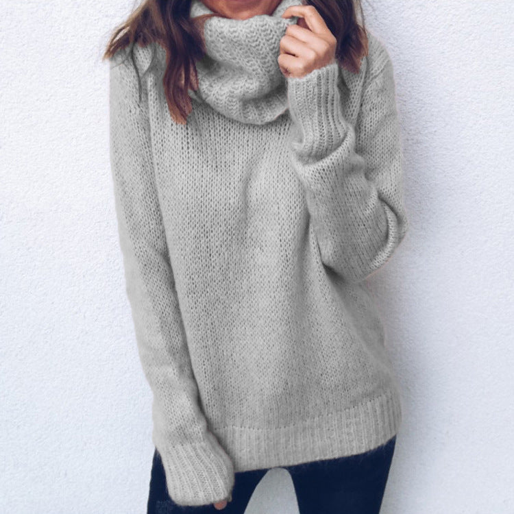 Women Pullover Knit Sweater Autumn and Winter Women's Long Sleeve Turtleneck Pullover Sweater