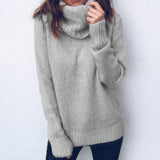 Women Pullover Knit Sweater Autumn and Winter Women's Long Sleeve Turtleneck Pullover Sweater