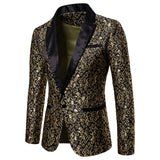 Men Prom Outfits Solid Color Large Jacquard Lapel Suit