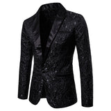 Men Prom Outfits Solid Color Large Jacquard Lapel Suit