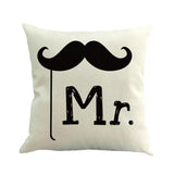Valentine's Day Pillow Covers 4 Pieces Random Styles Together, Linen Couple's Series Pillow Cover Mrmrs Letter Cotton Linen Sofa Cushion Cover