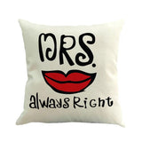 Valentine's Day Pillow Covers 4 Pieces Random Styles Together, Linen Couple's Series Pillow Cover Mrmrs Letter Cotton Linen Sofa Cushion Cover