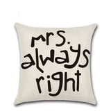 Valentine's Day Pillow Covers 4 Pieces Random Styles Together, Linen Couple's Series Pillow Cover Mrmrs Letter Cotton Linen Sofa Cushion Cover