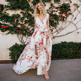 Gypsy Style Dresses V-neck Printed Large Swing