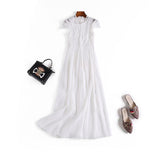 Mauve Dress Bridesmaid Short Sleeve Lace Long Dress Solid Color Chiffon Dress