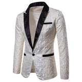 Men Prom Outfits Solid Color Large Jacquard Lapel Suit