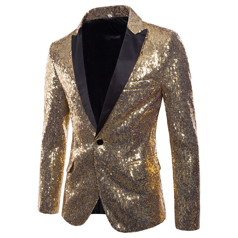 Men Prom Outfits Dress Gold Sequins