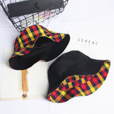 Bucket Hat Fishing Cap Cotton Print Fisherman Hat Autumn and Winter Double-Sided Men and Women Color Plaid Printed Wholesale