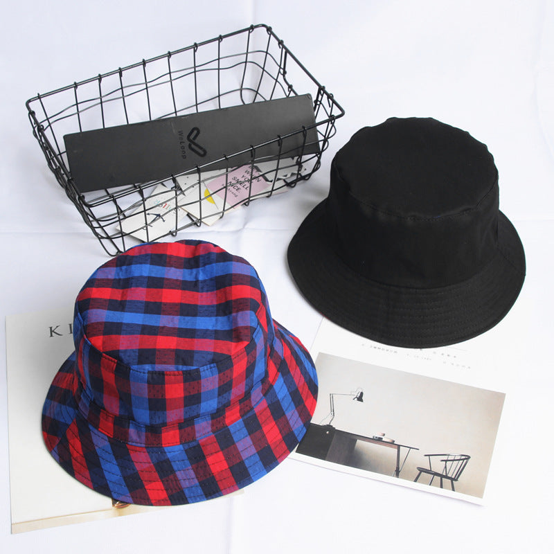 Bucket Hat Fishing Cap Cotton Print Fisherman Hat Autumn and Winter Double-Sided Men and Women Color Plaid Printed Wholesale