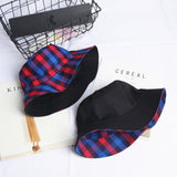 Bucket Hat Fishing Cap Cotton Print Fisherman Hat Autumn and Winter Double-Sided Men and Women Color Plaid Printed Wholesale
