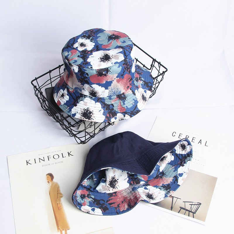 Bucket Hat Fishing Cap Cotton Print Fisherman Hat Artistic Flower Graffiti Hip Hop Fashion Cap