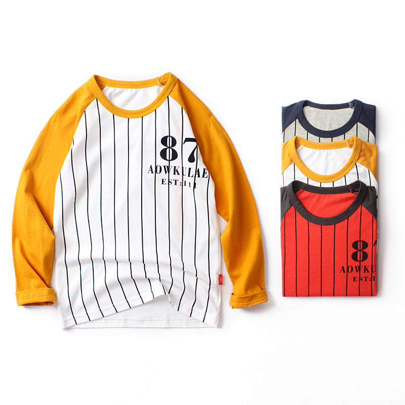 Children Long Sleeve Shirts Children T-shirt Fall Pure Cotton Long Sleeve T-shirt Crew Neck