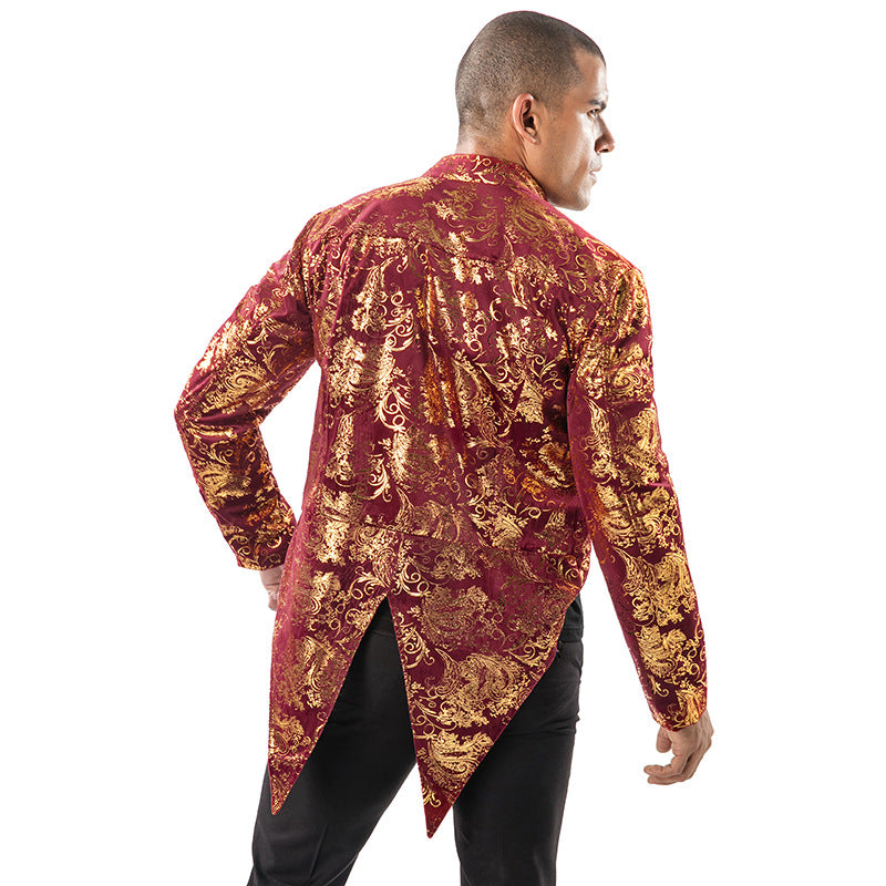 Men Prom Outfits Bronzing Pattern Costume Swallowtail