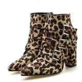 Python Boots Winter Belt Buckle Chunky Heel Booties Large Size Boots