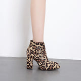 Python Boots Winter Belt Buckle Chunky Heel Booties Large Size Boots