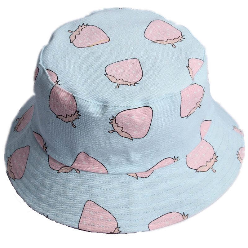 Bucket Hat Fishing Cap Cotton Print Fisherman Hat Fisherman Hat Student Spring and Autumn Leisure Fruit Bucket Hat