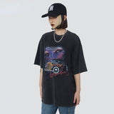 Y2g Shirts for Boys Spring and Summer Retro Distressed Printed T-shirt Loose