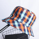 Bucket Hat Fishing Cap Cotton Print Fisherman Hat Autumn and Winter Double-Sided Men and Women Color Plaid Printed Wholesale