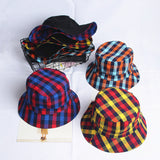 Bucket Hat Fishing Cap Cotton Print Fisherman Hat Autumn and Winter Double-Sided Men and Women Color Plaid Printed Wholesale