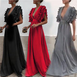 Burgundy Evening Dresses for Weddings Summer Dress Chiffon Agaric Shape Long Dress