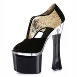 Platform Heels for Women 15cm High Heel Nightclub Black Thin Heel Sandals